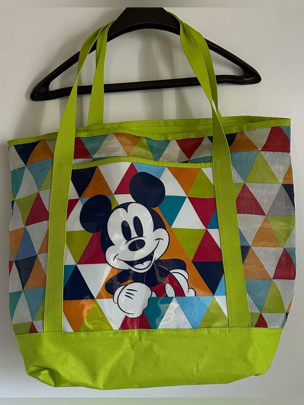 Disney Store Multicolor Striped Bag with Lime Accents